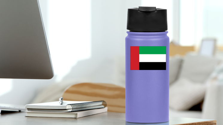 The United Arab Emirates Flag Sticker on a Water Bottle (New) example
