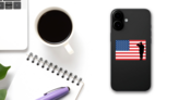 The USA Flag With Silhouette Of A Saluting Soldier on a Phone (New) example