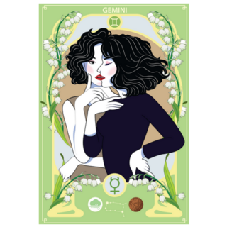 The Woman Who Represents Gemini On Green Sticker