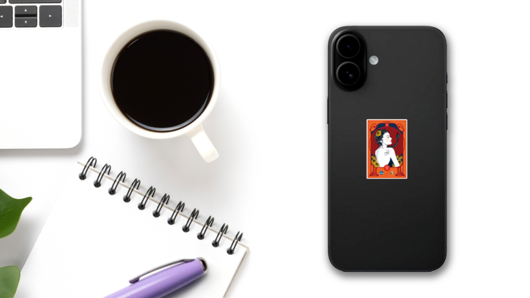 The Woman Who Represents Scorpio Beautiful Sticker on a Phone (New) example