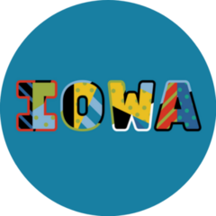 The Word Iowa Colorful Abstract Typography Sticker