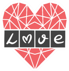 The Word Love In The Crossword Style Heart Sticker