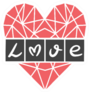 The Word Love In The Crossword Style Heart Sticker