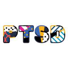 The Word Ptsd Concept In Colorful Abstract Sticker