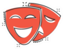 Theater Masks Icon In Comic Style Sticker