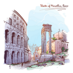 Theater Of Marcellus And Portico Of Octavia In Rome, Italy Sticker