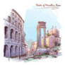 Theater Of Marcellus And Portico Of Octavia In Rome, Italy Sticker