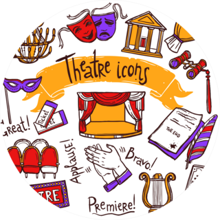 Theater Performance Decorative Icons Sketch Set Sticker