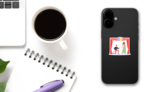 Theater Show Red Curtains And Stage Illustration Sticker on a Phone (New) example