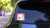 Theater Show Red Curtains And Stage Illustration Sticker on a Rear Car Window (New) example