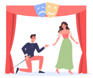 Theater Show Red Curtains And Stage Illustration Sticker