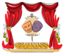 Theater Stage With Red Curtain And Masks Illustration Sticker