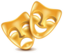 Theatre Masks In Gold Isolated On White Sticker