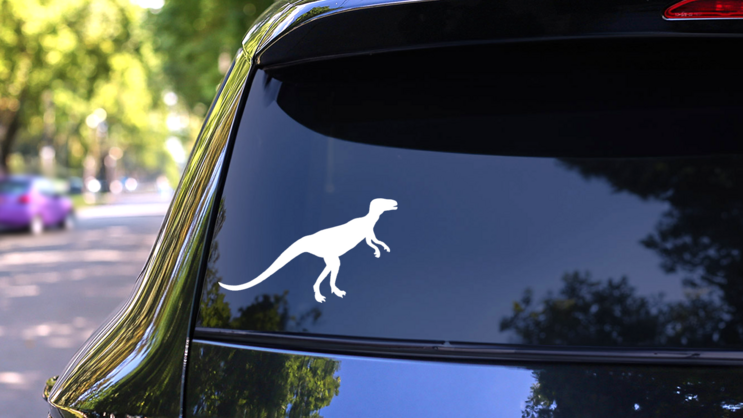 Thin Hypsilophodon Dinosaur Sticker on a Rear Car Window (New) example