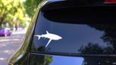Thin Shark Sticker on a Rear Car Window (New) example