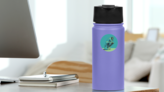Thinking Man French Statue Illustration Sticker on a Water Bottle (New) example