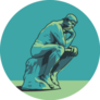Thinking Man French Statue Illustration Sticker