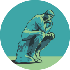 Thinking Man French Statue Illustration Sticker