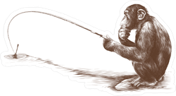Thoughtful Fishing Monkey Sticker