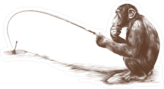Thoughtful Fishing Monkey Sticker