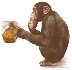 Thoughtful Monkey With A Glass Of Beer Sticker