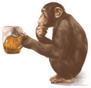 Thoughtful Monkey With A Glass Of Beer Sticker