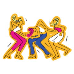 Three 80s Dancing Girls Abstract Sticker