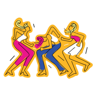 Three 80s Dancing Girls Abstract Sticker
