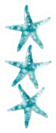Three Blue Starfish Watercolor Art Illustration Sticker