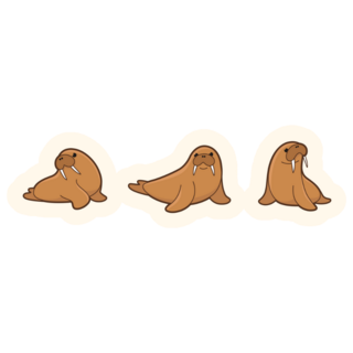 Three Cartoon Walruses Sketch Sticker