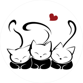Three Cats With Red Heart Sticker