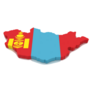Three Dimensional Map Of Mongolia Sticker