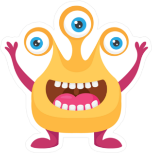 Three Eyed Orange Alien Monster Sticker