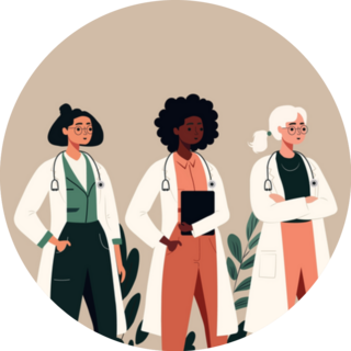 Three Female Doctor Or Nurse Characters Sticker 
