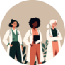 Three Female Doctor Or Nurse Characters Sticker 
