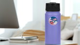 Three Funny Sky Diving Flying Piggies Sticker on a Water Bottle (New) example