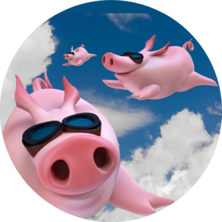Three Funny Sky Diving Flying Piggies Sticker
