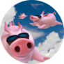 Three Funny Sky Diving Flying Piggies Sticker