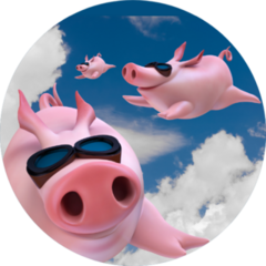 Three Funny Sky Diving Flying Piggies Sticker
