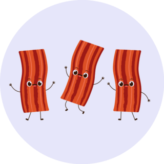 Three Happy Breakfast Bacon Characters Sticker 