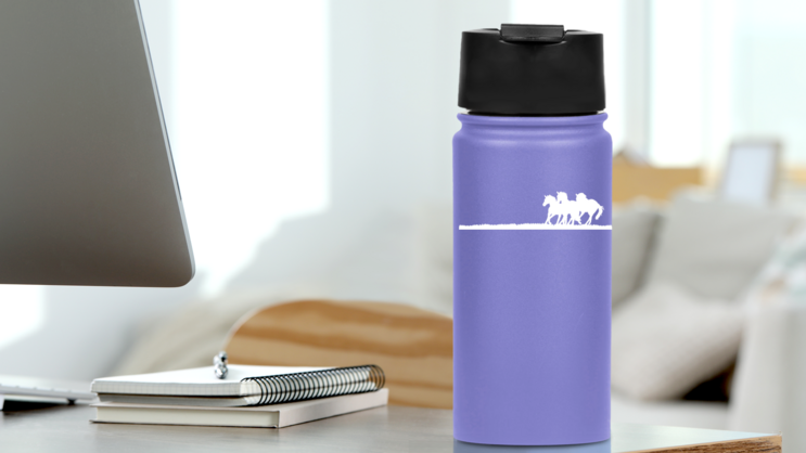 Three Horses Running In A Field Sticker on a Water Bottle (New) example
