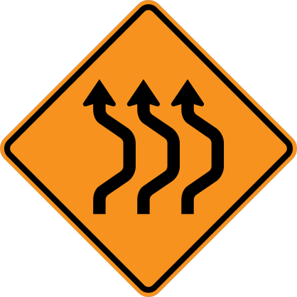 Three Lanes Moving Around Construction Sticker