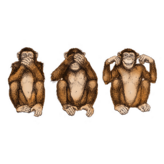 Three Monkeys, Covering Ears Eyes And Mouth Sticker