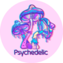 Three Psychedelic Mushrooms Gradients Lettering Sticker