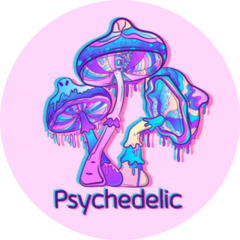Three Psychedelic Mushrooms Gradients Lettering Sticker