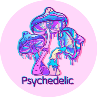 Three Psychedelic Mushrooms Gradients Lettering Sticker