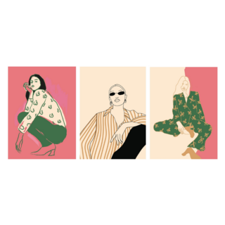 Three Sets Of Fashion Women Sticker