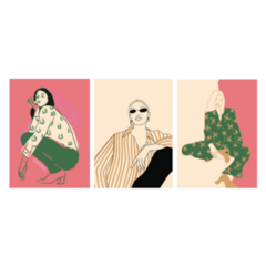 Three Sets Of Fashion Women Sticker