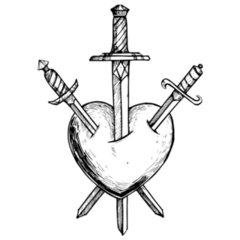 Three Swords Stuck In The Heart Tarot Sticker