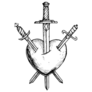 Three Swords Stuck In The Heart Tarot Sticker